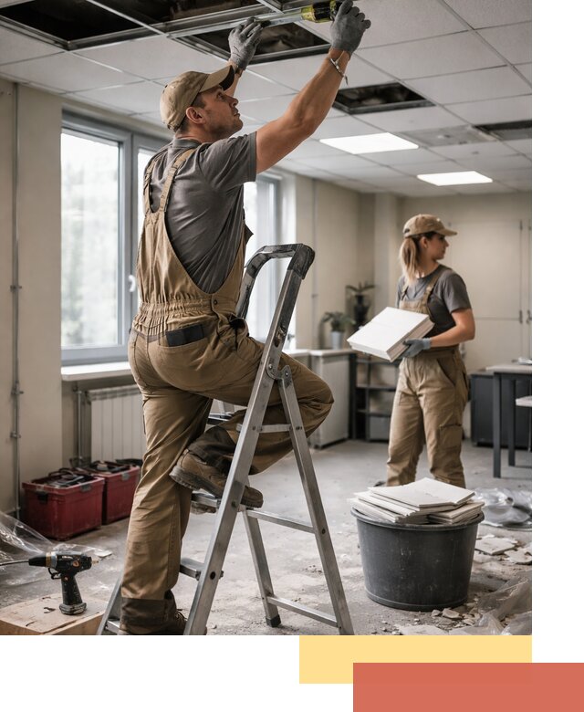 Ремонт потолка Армстронг и замена плит в Балтийске