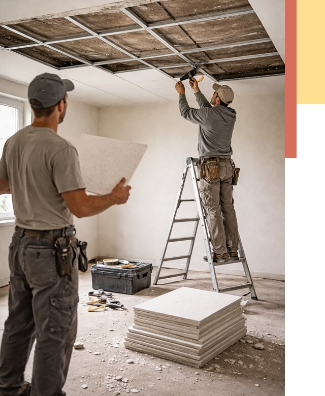 Замена плит подвесного потолка в Балтийске от 1784 руб. быстро и недорого | ОТДЕЛОЧНИК-Блт