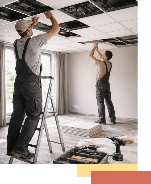 Замена плит подвесного потолка в Балтийске быстро и качественно