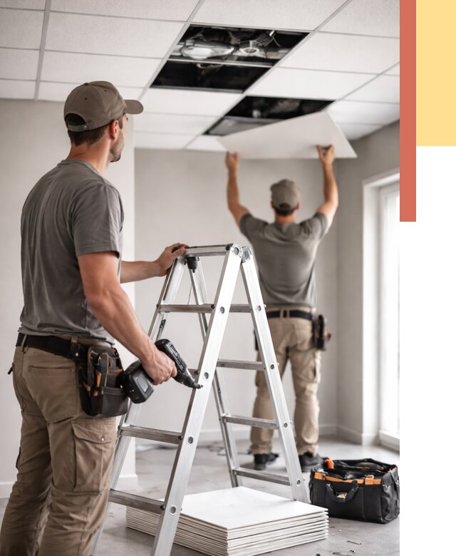 Обслуживание подвесного потолка в Балтийске от 3568 руб. — быстро и недорого | ОТДЕЛОЧНИК-Блт