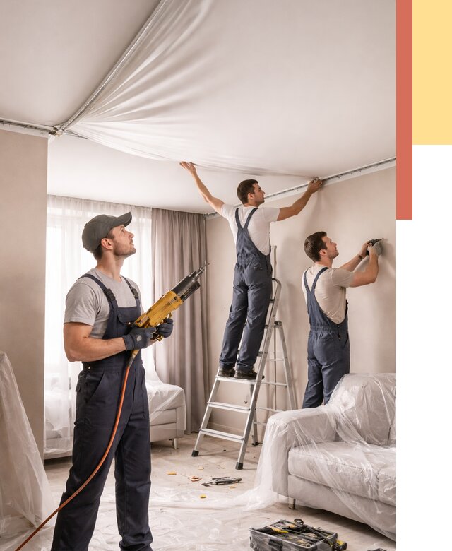 Установка натяжного потолка в Балтийске от 4588 руб. | Быстро и недорого — ОТДЕЛОЧНИК-Блт