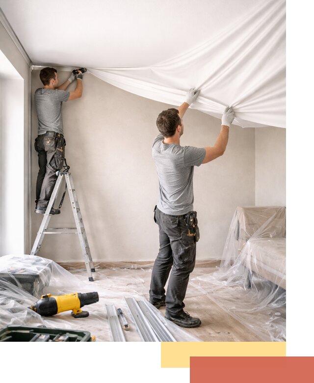 Монтаж тканевого натяжного потолка в Балтийске недорого и быстро