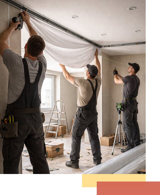 Монтаж парящего натяжного потолка под ключ в Балтийске