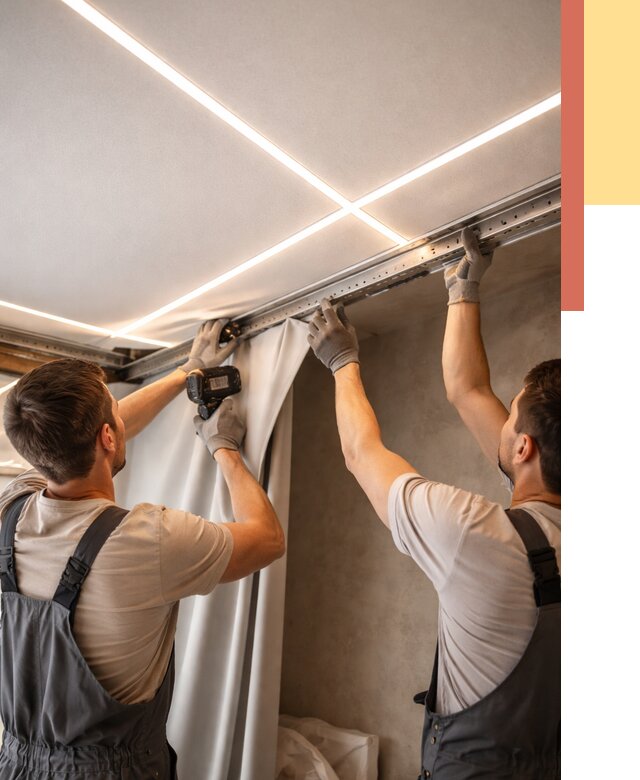 Монтаж натяжного потолка со световыми линиями в Балтийске от 1223 руб. | ОТДЕЛОЧНИК-Блт