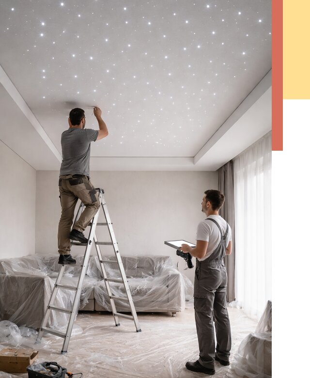 Монтаж натяжного потолка «звездное небо» в Балтийске от 6627 руб. | ОТДЕЛОЧНИК-Блт