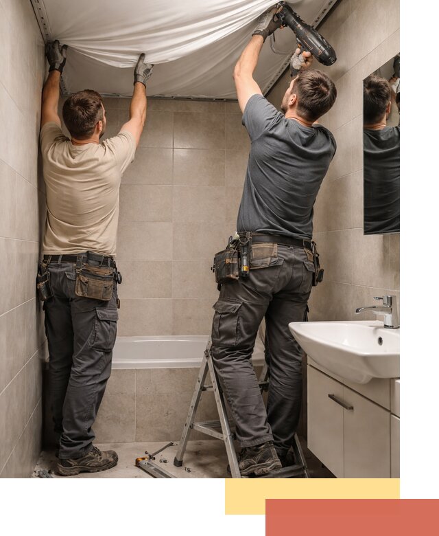 Монтаж натяжного потолка в ванной в Балтийске быстро и качественно