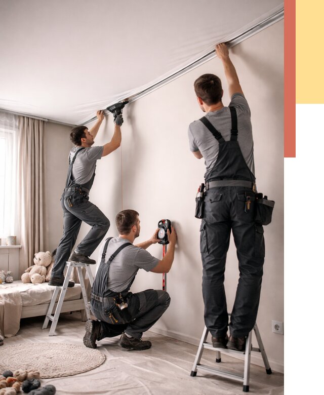 Монтаж натяжного потолка в детской в Балтийске от 3568 руб. — быстро и недорого | ОТДЕЛОЧНИК-Блт