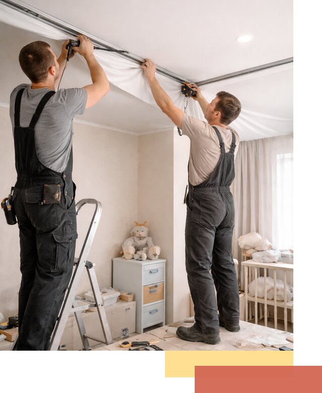 Монтаж натяжного потолка в детской комнате в Балтийске