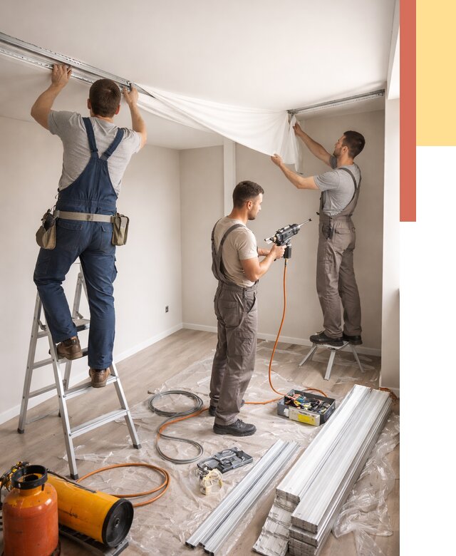 Монтаж натяжного потолка в студии в Балтийске от 5607 руб. — быстро и недорого | ОТДЕЛОЧНИК-Блт