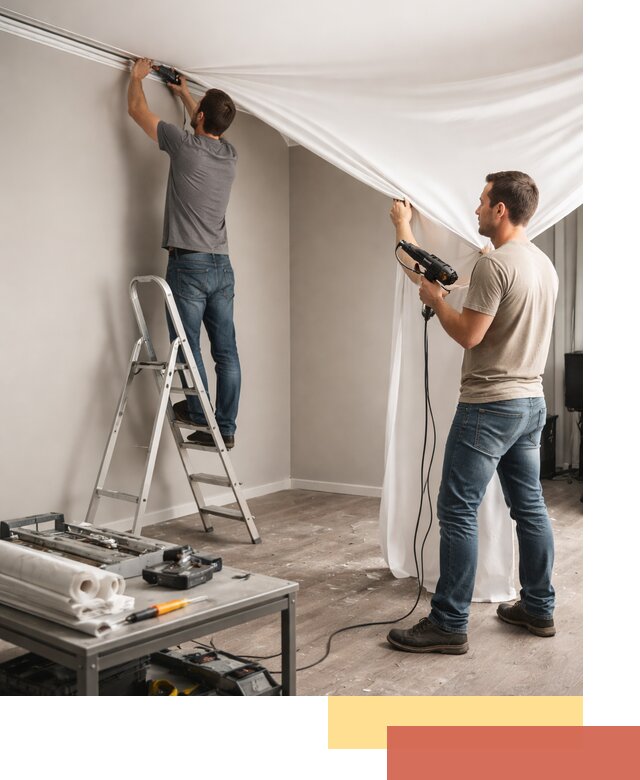 Монтаж натяжного потолка в студии в Балтийске