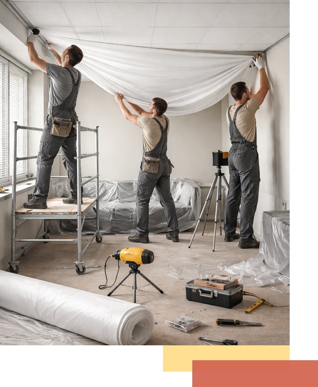 Монтаж натяжного потолка в офисе в Балтийске