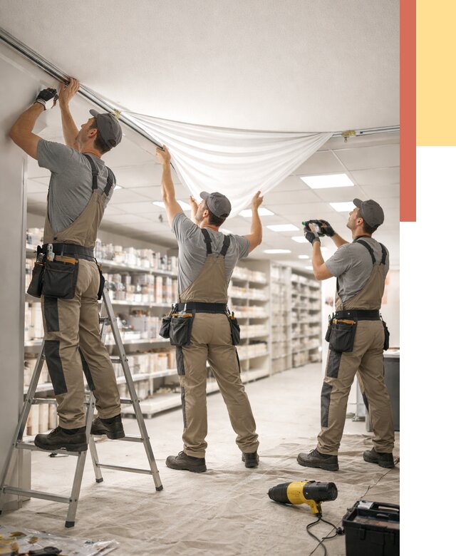 Монтаж натяжного потолка в магазине в Балтийске от 4588 руб. быстро и недорого | ОТДЕЛОЧНИК-Блт