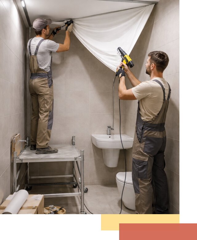 Монтаж натяжного потолка в санузле в Балтийске