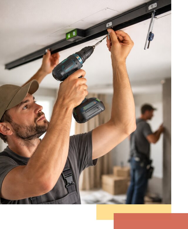 Установка трековых светильников в натяжной потолок в Балтийске