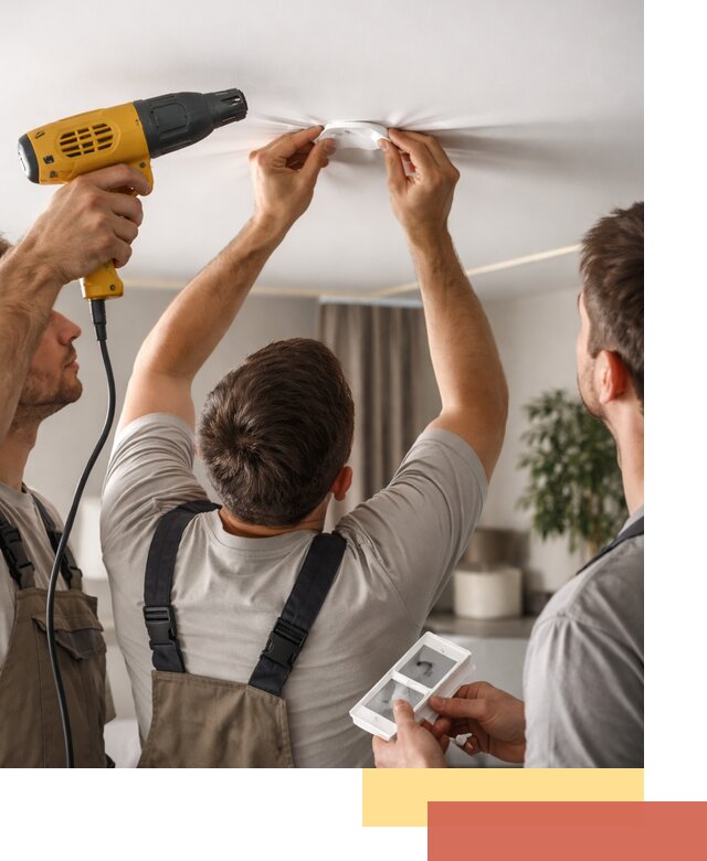 Ремонт прокола полотна натяжного потолка в Балтийске