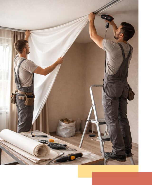 Замена полотна натяжного потолка в Балтийске быстро и качественно