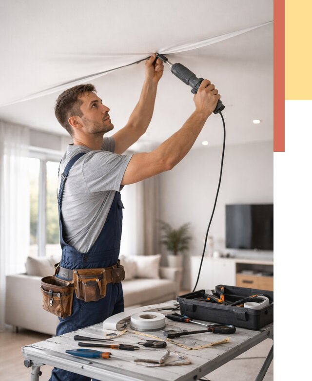 Ремонт натяжных потолков в Балтийске от 9685 руб. под ключ — ОТДЕЛОЧНИК-Блт