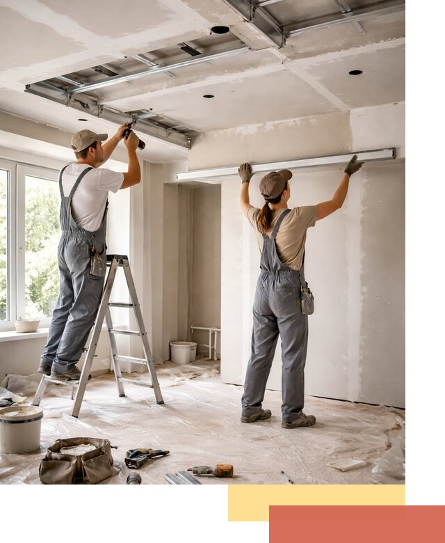 Монтаж многоуровневого потолка из гипсокартона в Балтийске