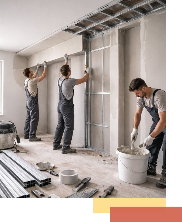 Монтаж потолка из гипсокартона с нишей в Балтийске