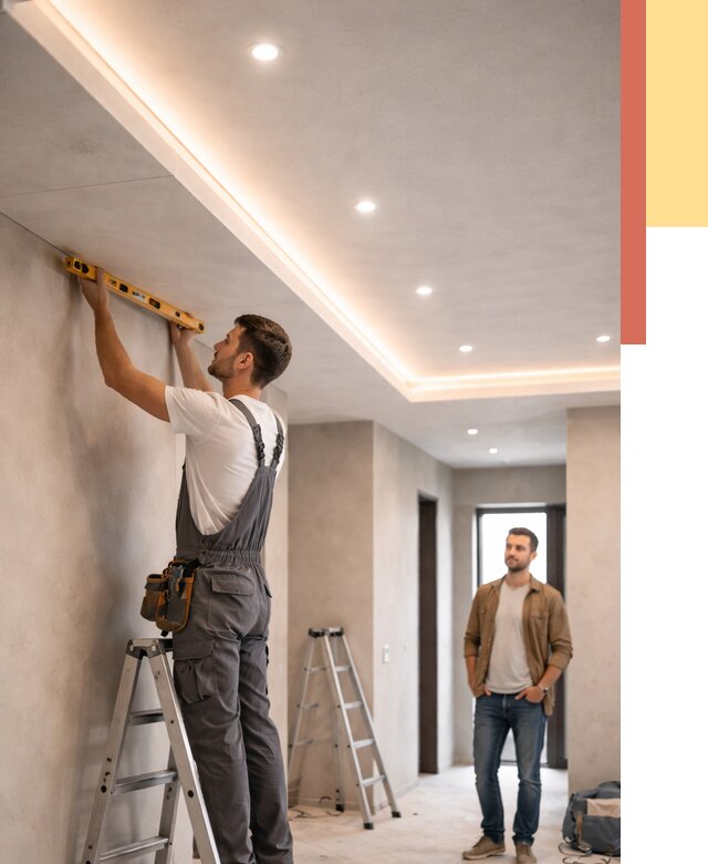 Потолок из гипсокартона с подсветкой в Балтийске от 765 руб./м2 под ключ | ОТДЕЛОЧНИК-Блт