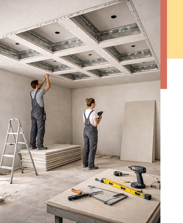 Кессонный потолок из гипсокартона в Балтийске от 1886 руб. — монтаж и под ключ | ОТДЕЛОЧНИК-Блт