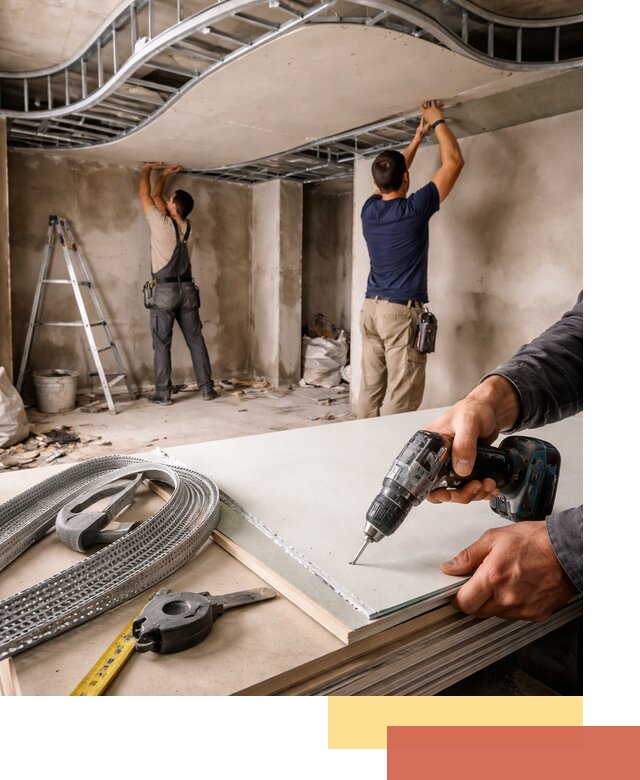 Криволинейный потолок из гипсокартона в Балтийске — монтаж и отделка