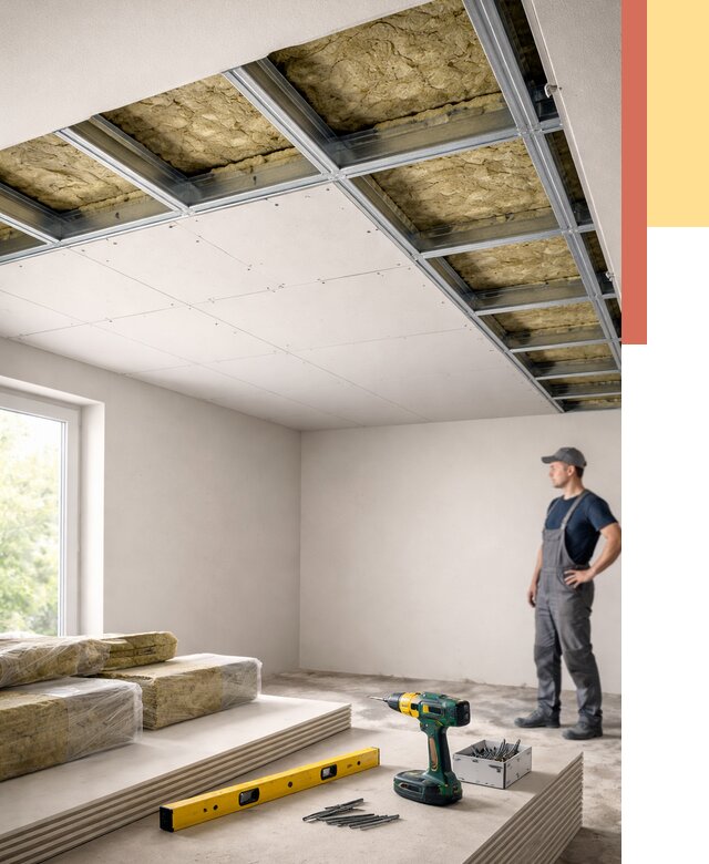 Звукоизоляция потолка ГКЛ в Балтийске от 969 руб. — монтаж под ключ | ОТДЕЛОЧНИК-Блт