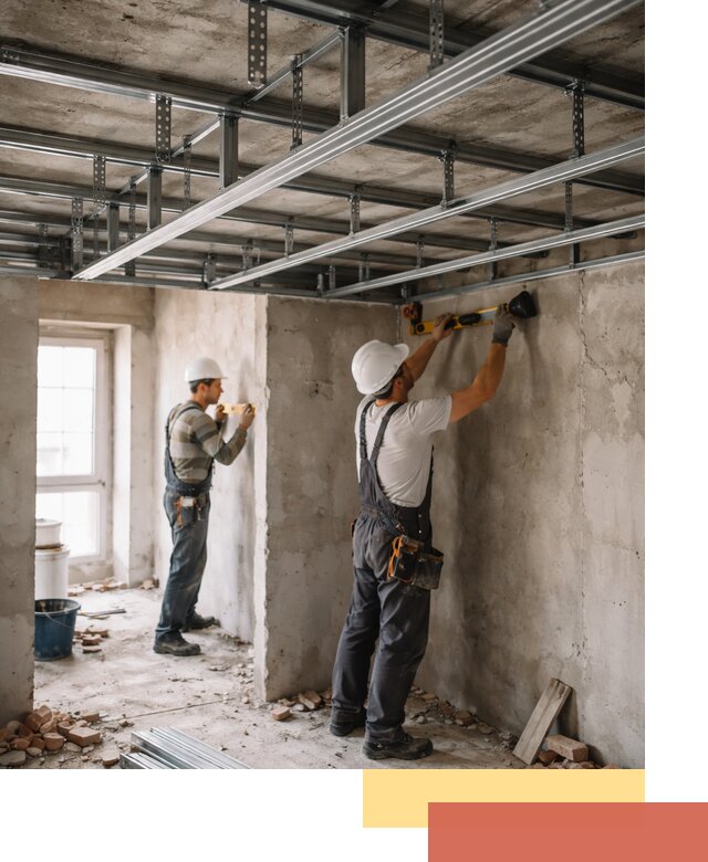 Монтаж каркаса потолка из профильного профиля в Балтийске