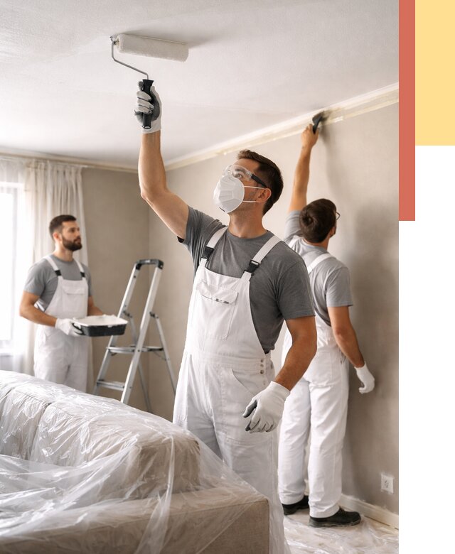 Покраска потолка водоэмельсионной краской в Балтийске от 2243 руб/м² — услуги под ключ | ОТДЕЛОЧНИК-Блт