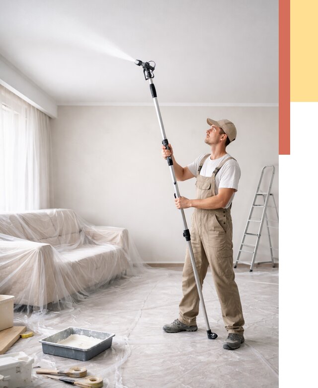 Покраска потолка краскопультом в Балтийске от 4588 руб. быстро и недорого | ОТДЕЛОЧНИК-Блт