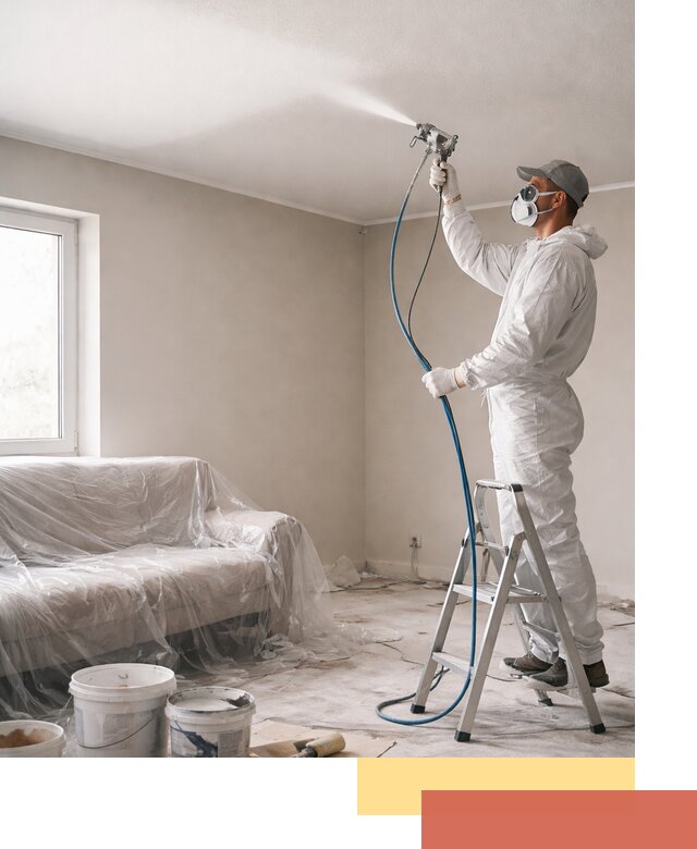 Покраска потолка краскопультом в Балтийске быстро и качественно