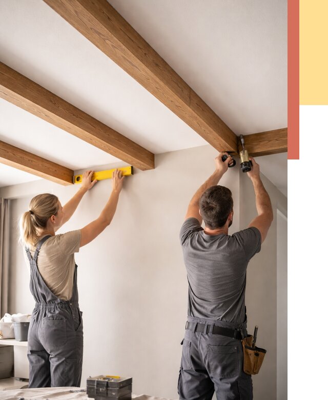 Монтаж декоративных балок на потолок в Балтийске от 4282 руб. — ОТДЕЛОЧНИК-Блт